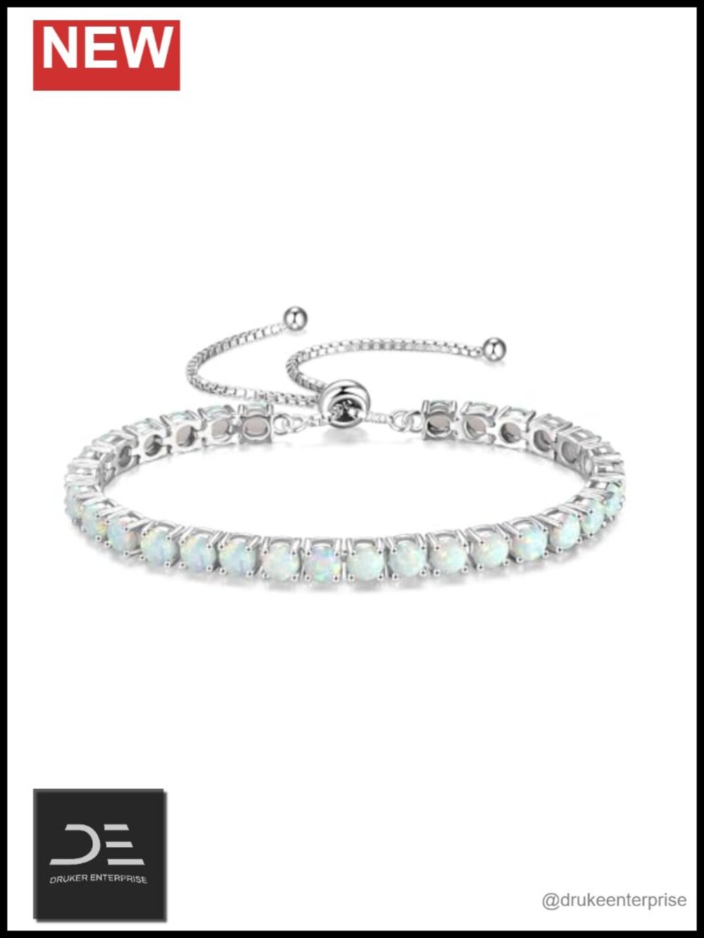 Sterling Silver Tennis Bracelet with Natural Opal, 925 Fine Jewelry